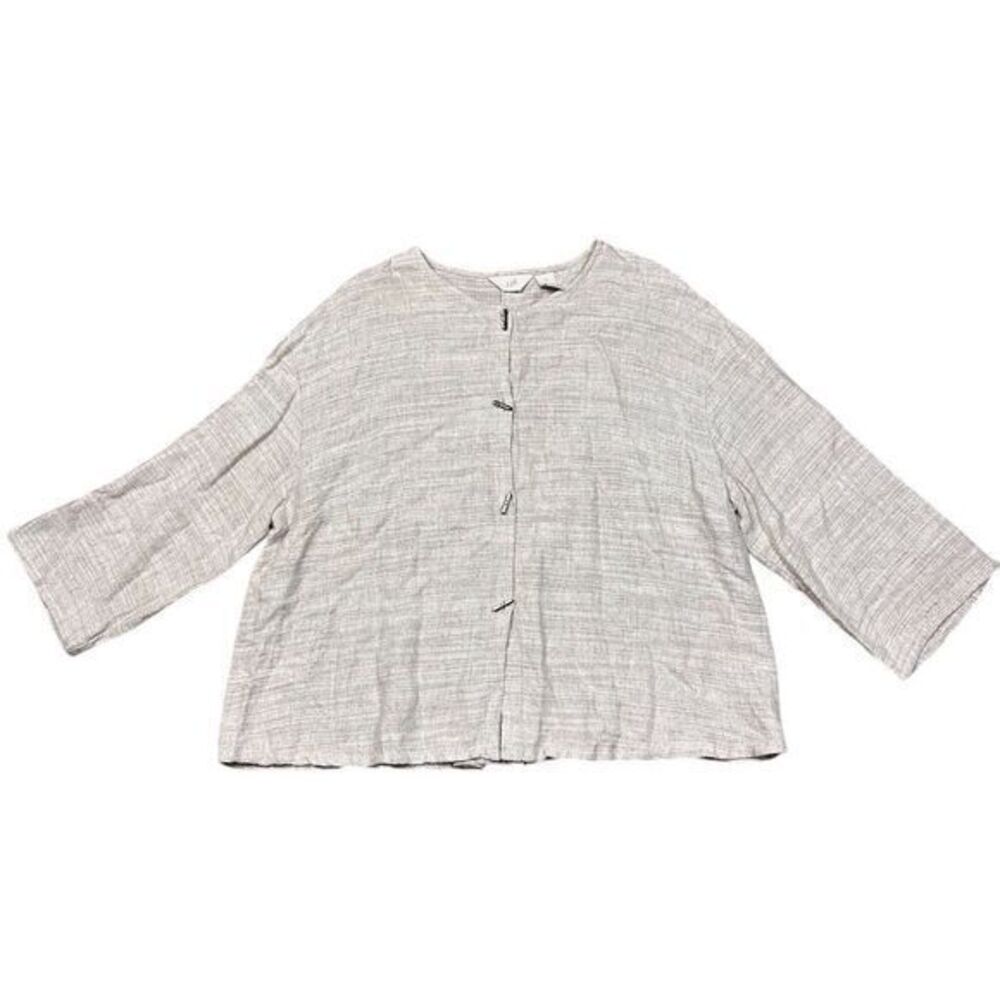 J.‎ Jill Oatmeal Linen Blend Toggle Button Boxy Cardigan Jacket Beige Medium - Picture 1 of 7